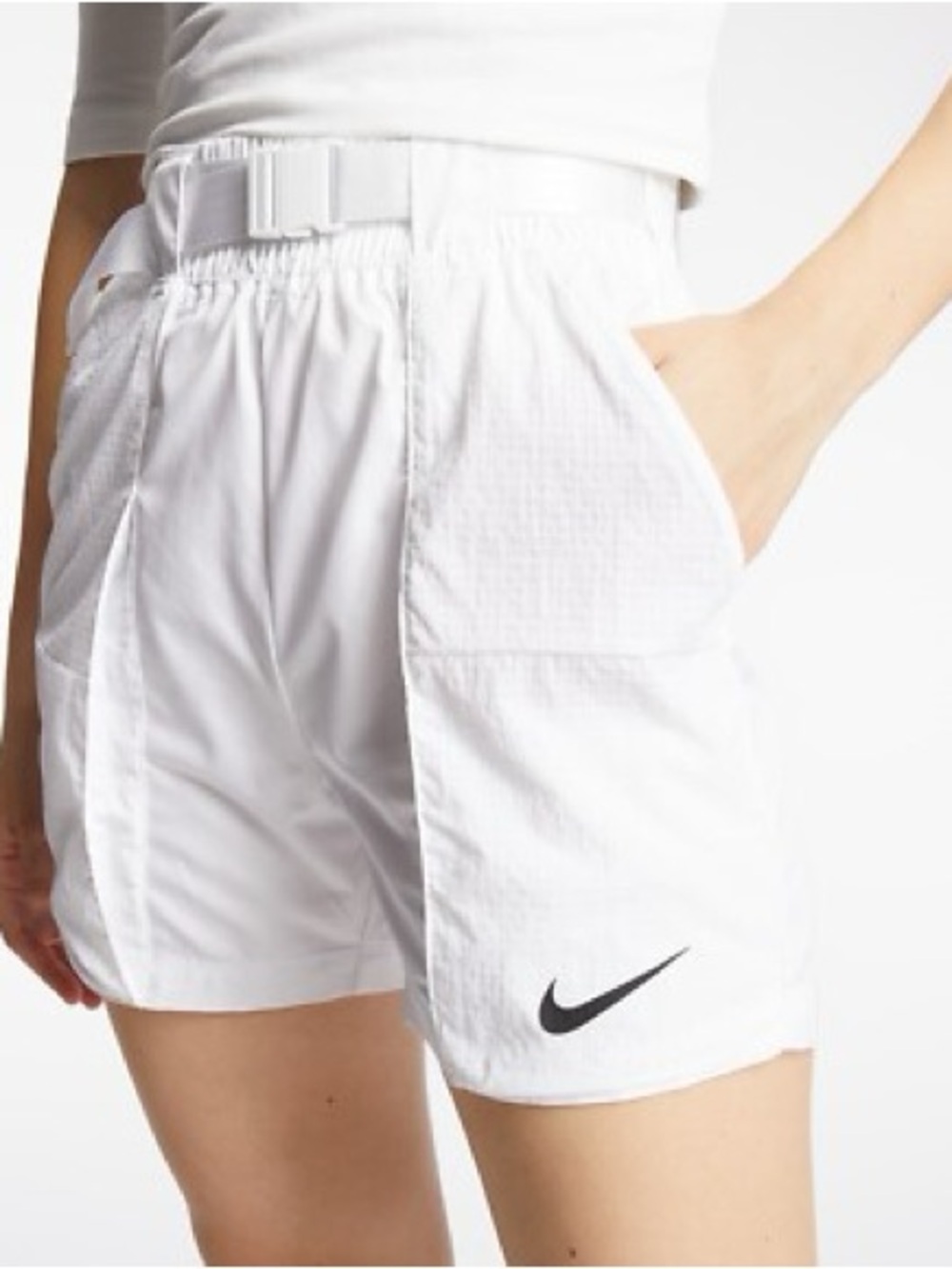 Nike Sportswear Woven Shorts White Elastic Waist Utility Cargo Style Athletic